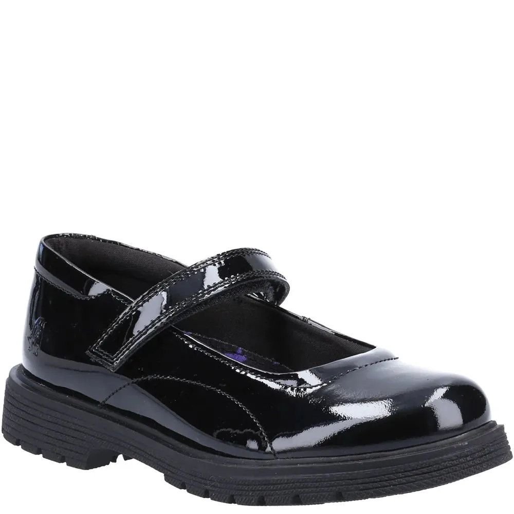 TALLY Girls Touch Fasten Shoes Black Patent