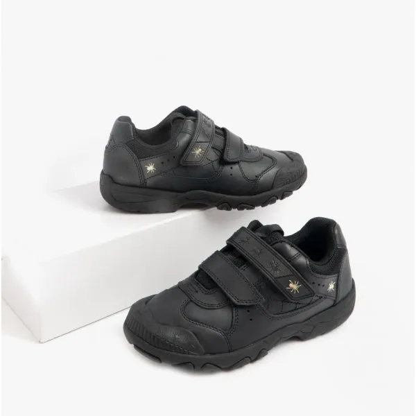 TARANTULA Boys Leather Touch Fasten School Shoes Black