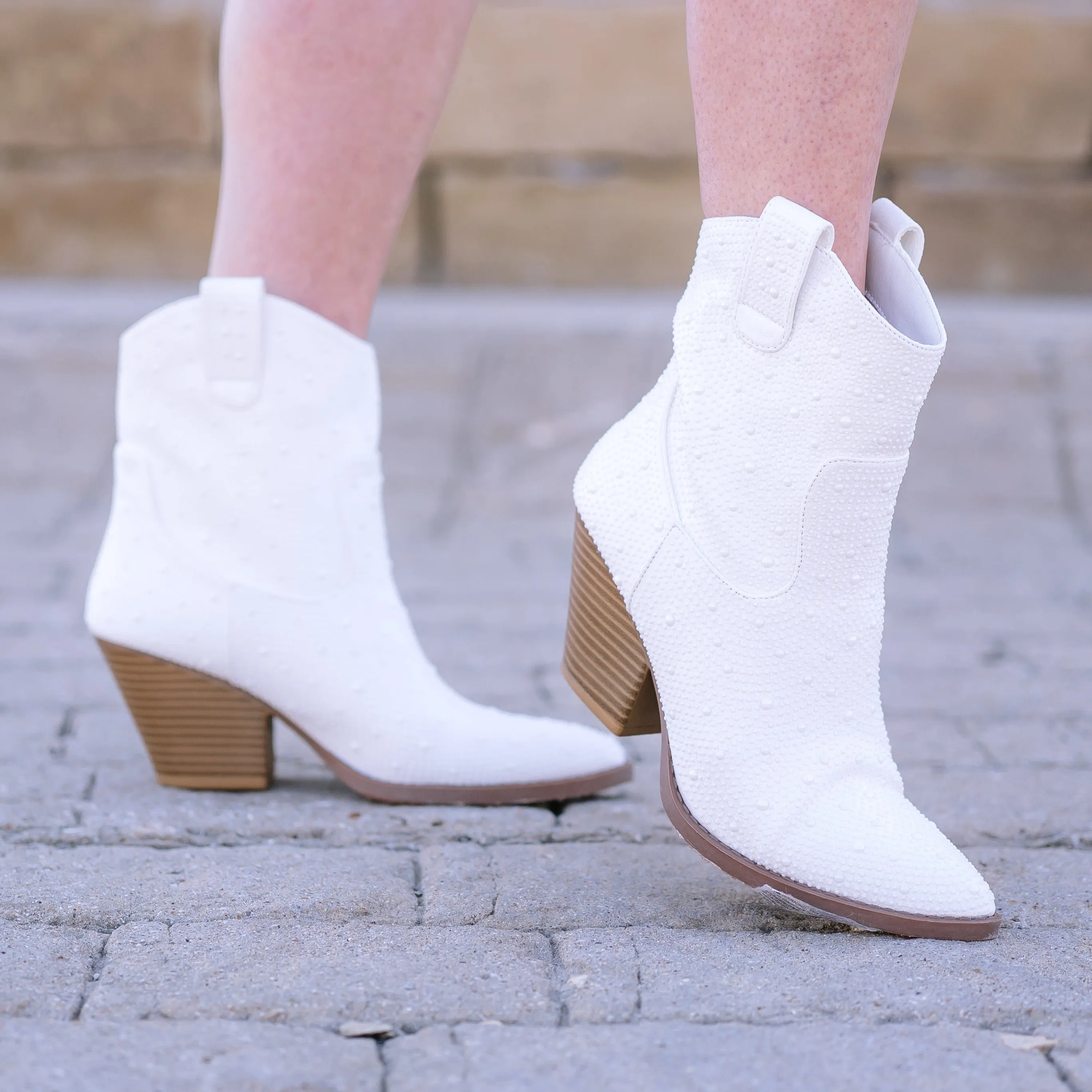 The Nashville Pearl Bedazzled Cowboy Ankle Booties