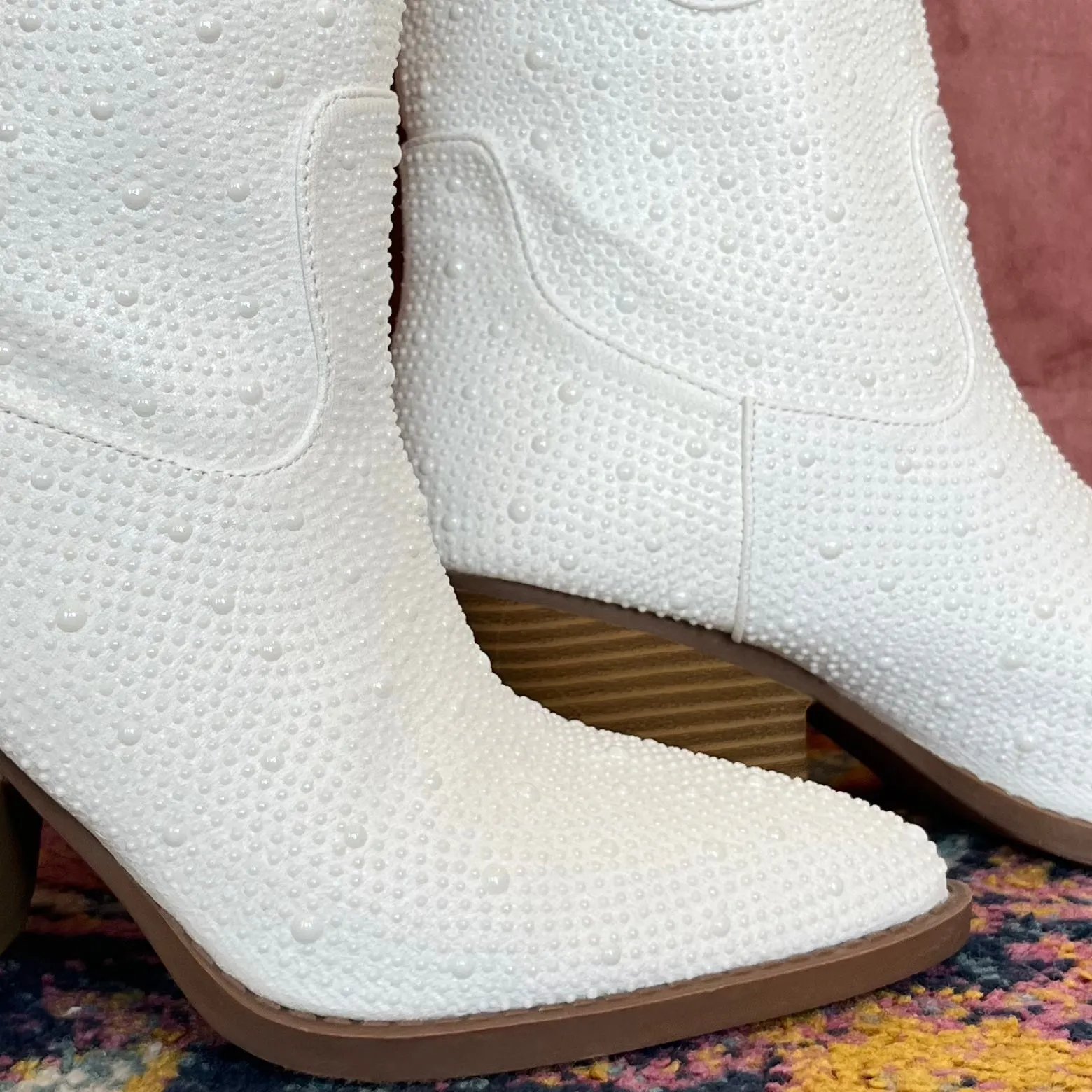 The Nashville Pearl Bedazzled Cowboy Ankle Booties