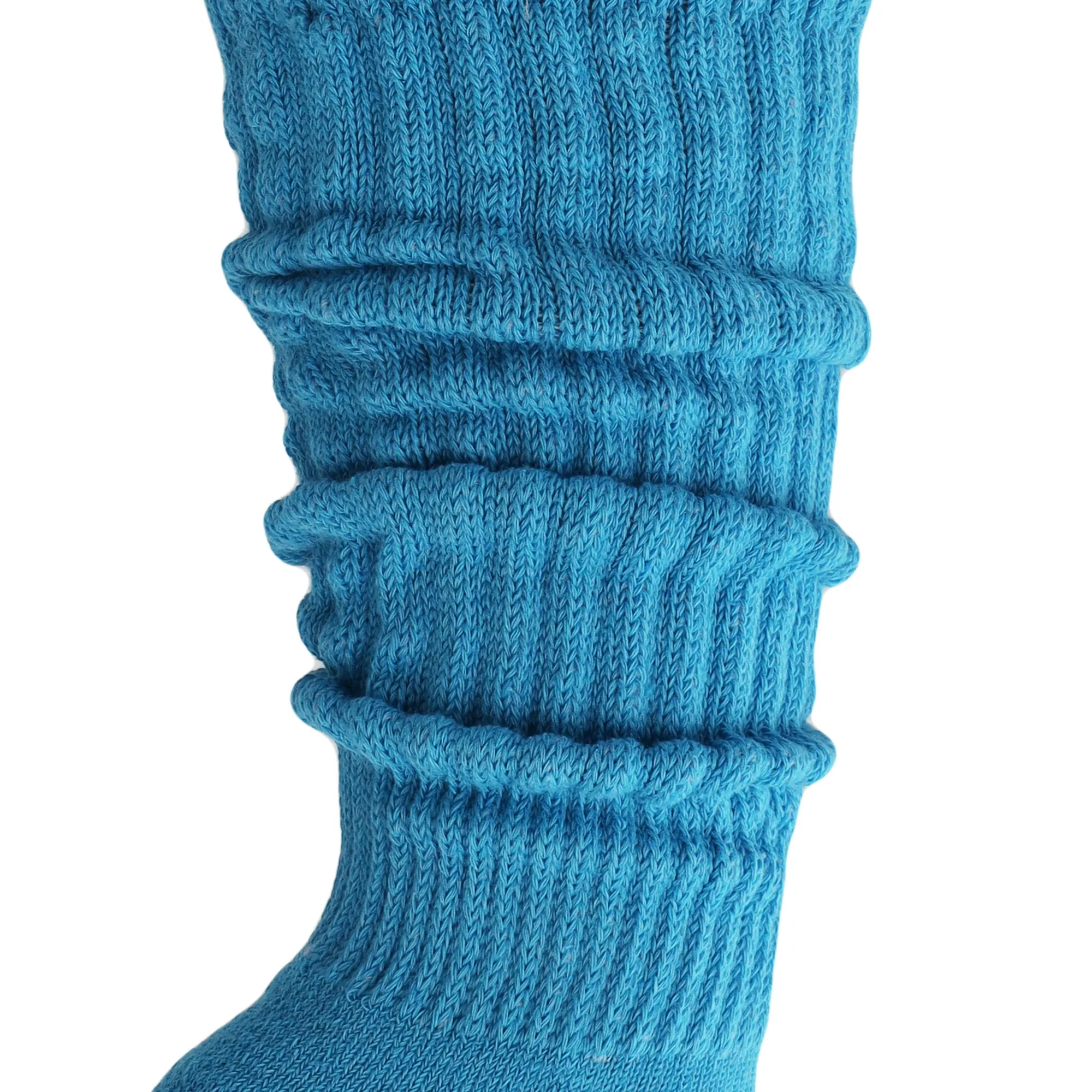 Turquoise Blue Slouch Socks for Women Cotton Knee High Shoe Size 5 to 10