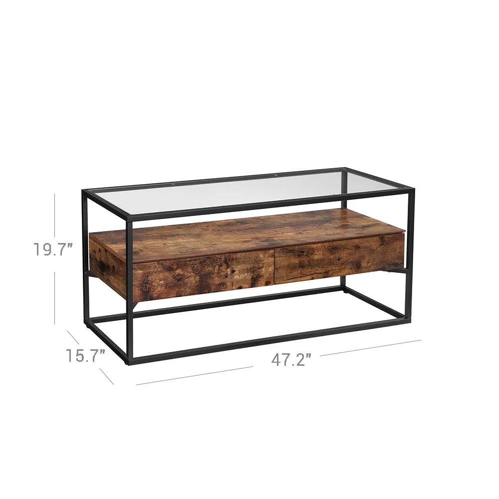 TV Cabinet with Glass Top and Drawer