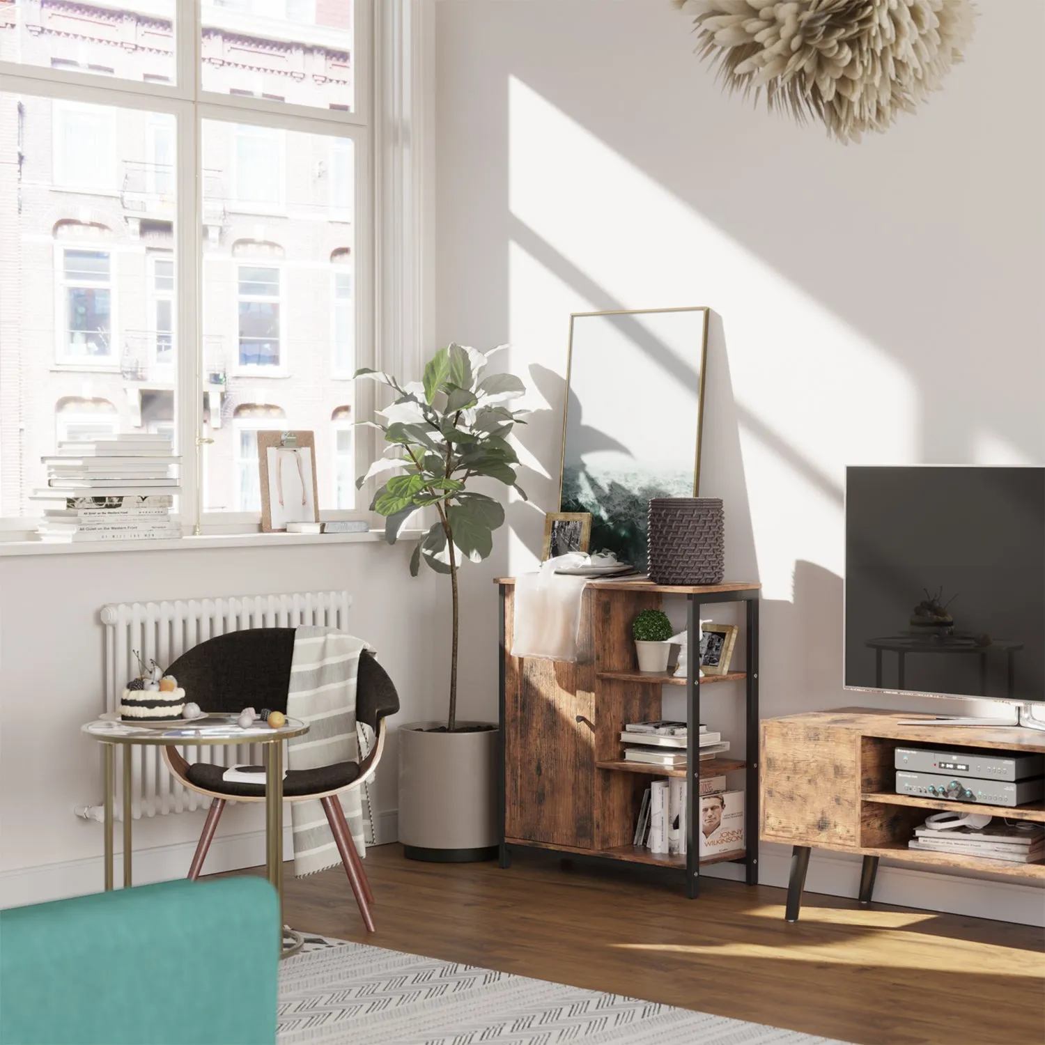 TV Stand with Adjustable Storage Shelves