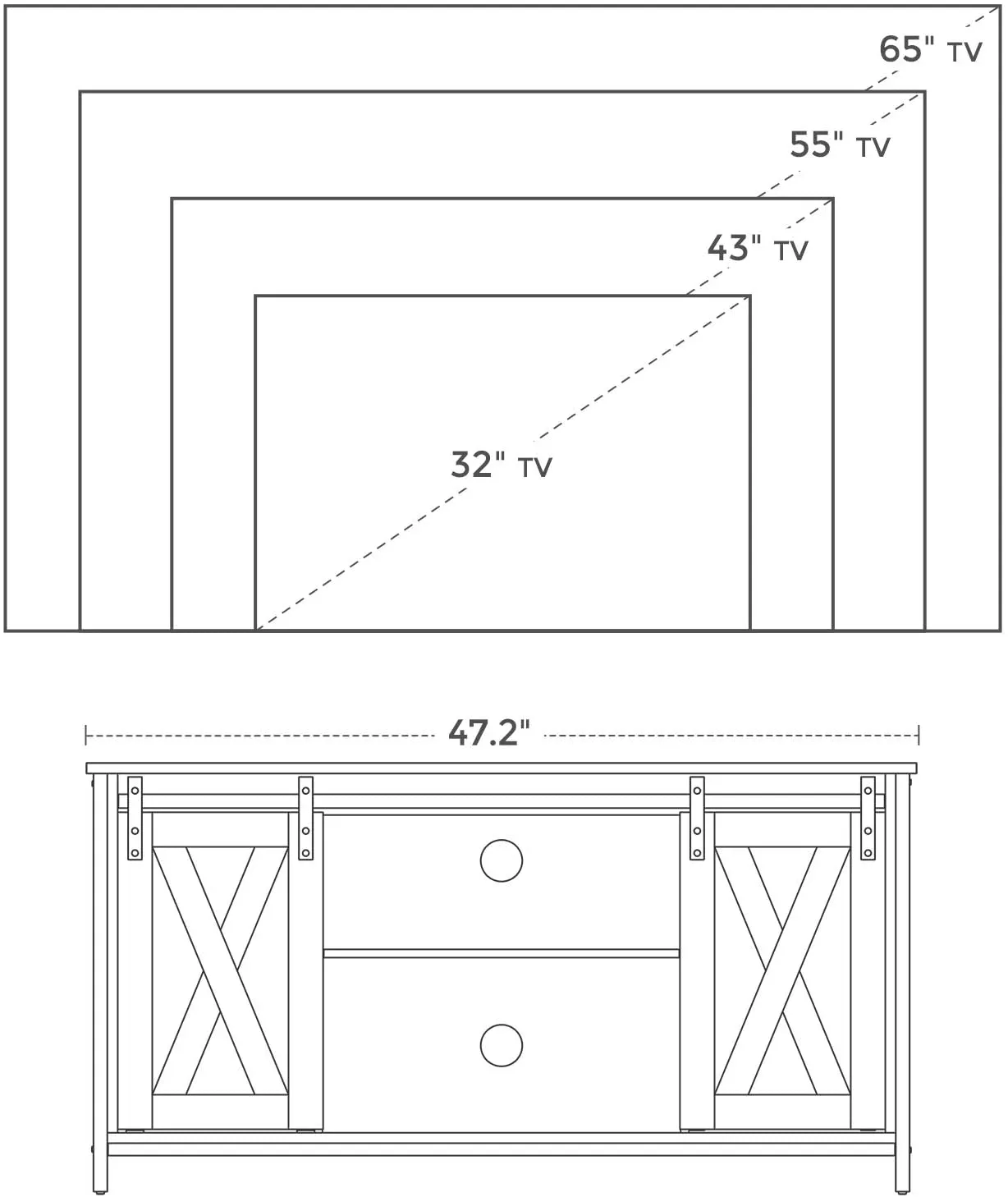 TV Stand with Adjustable Storage Shelves