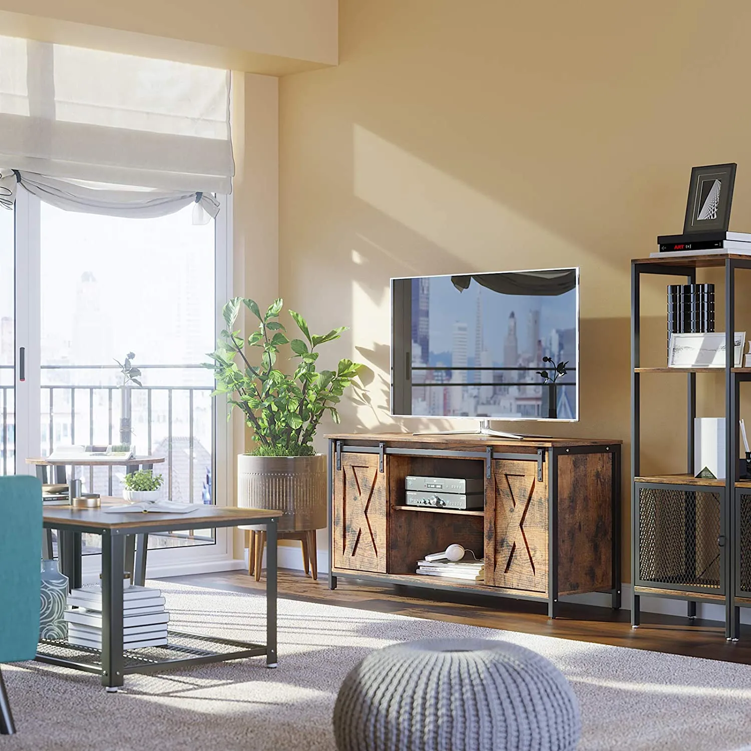 TV Stand with Adjustable Storage Shelves