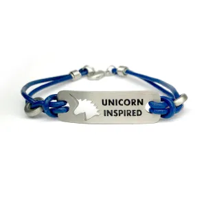 Unicorn Inspired, RUN Boston & RUN Inspired Running Bracelet - Blue Leather