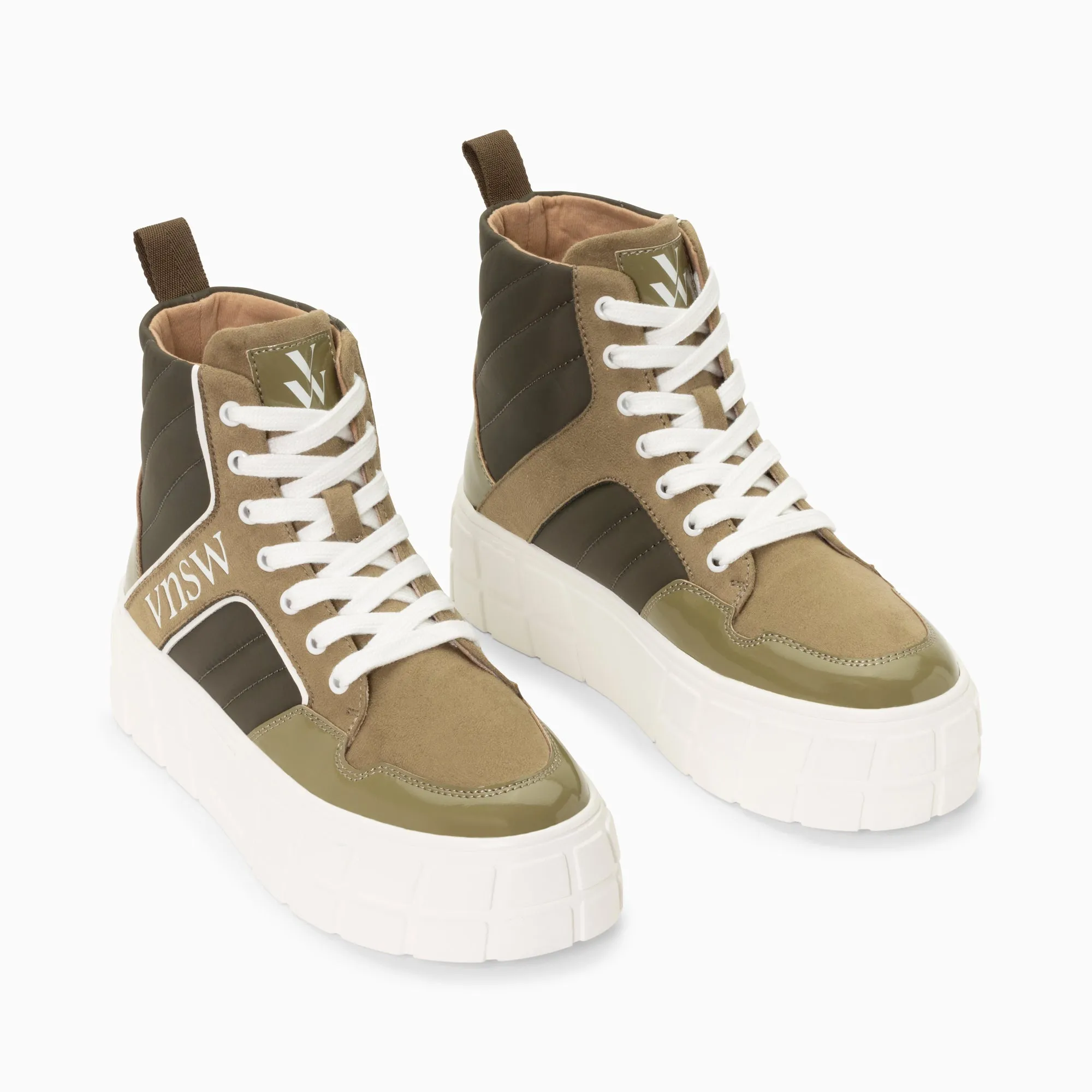 'Vanessa Wu' Khaki Green Madeline Platform High Top Trainer