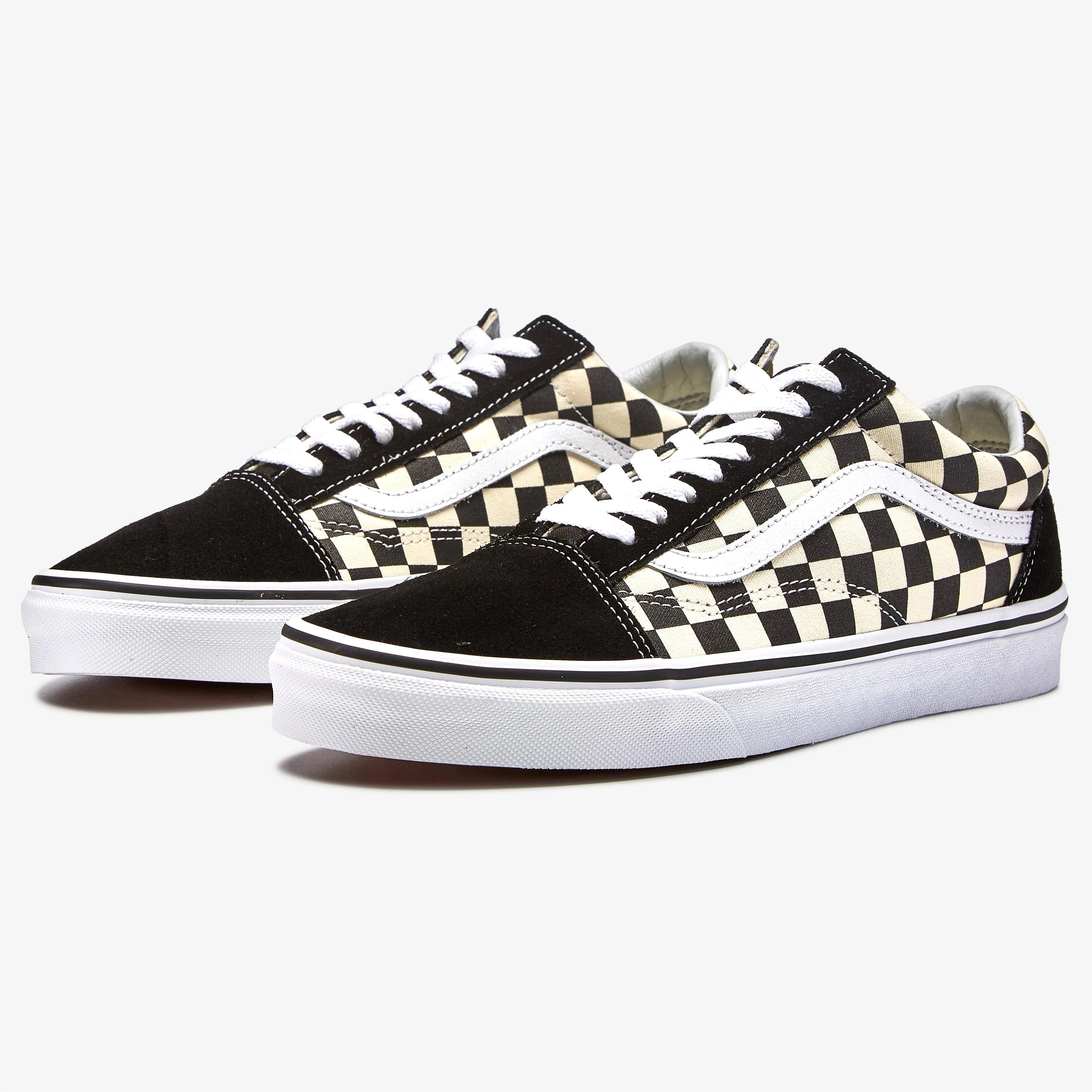 Vans Unisex Primary Check Old Skool Shoes - Black / White