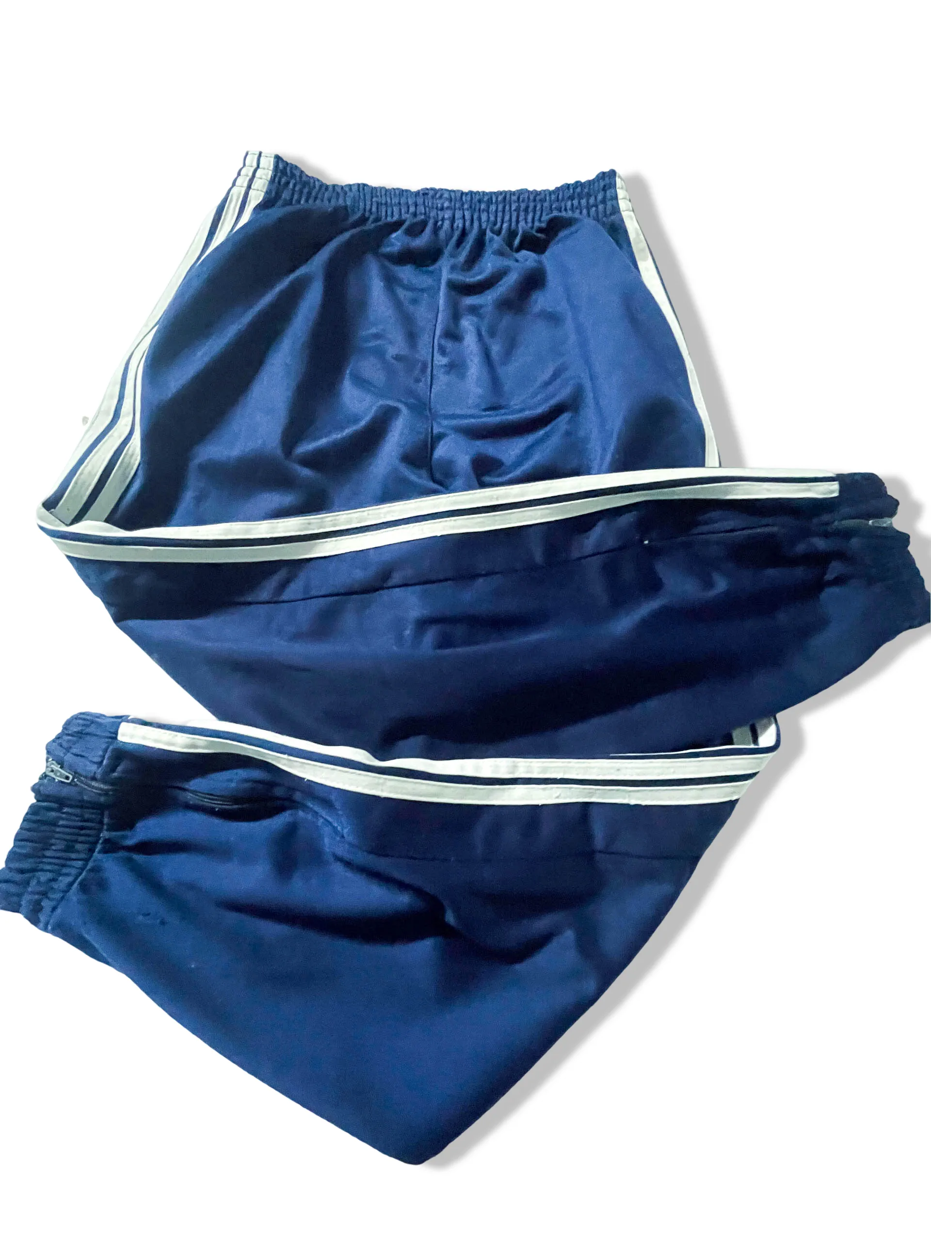 Vintage Men's Adidas Original classic fit blue 3-stripe jogger pant in XS|L22W22|SKU 3897