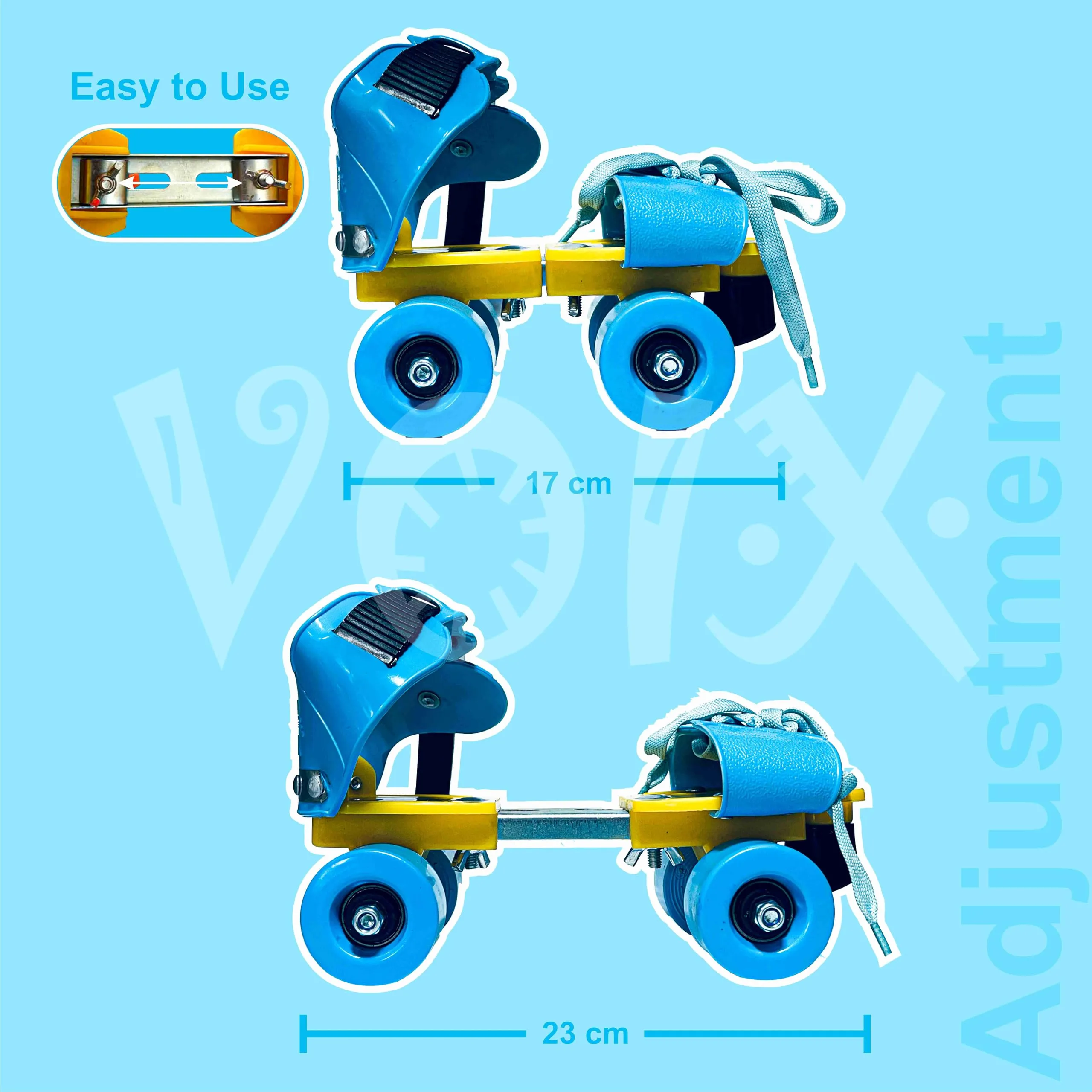 Voix Roller Skates for Kids Age Group 4-12 Years | Skating Shoes Minimum Size 17 cm and Maximum Size 23 cm (Sky Blue)