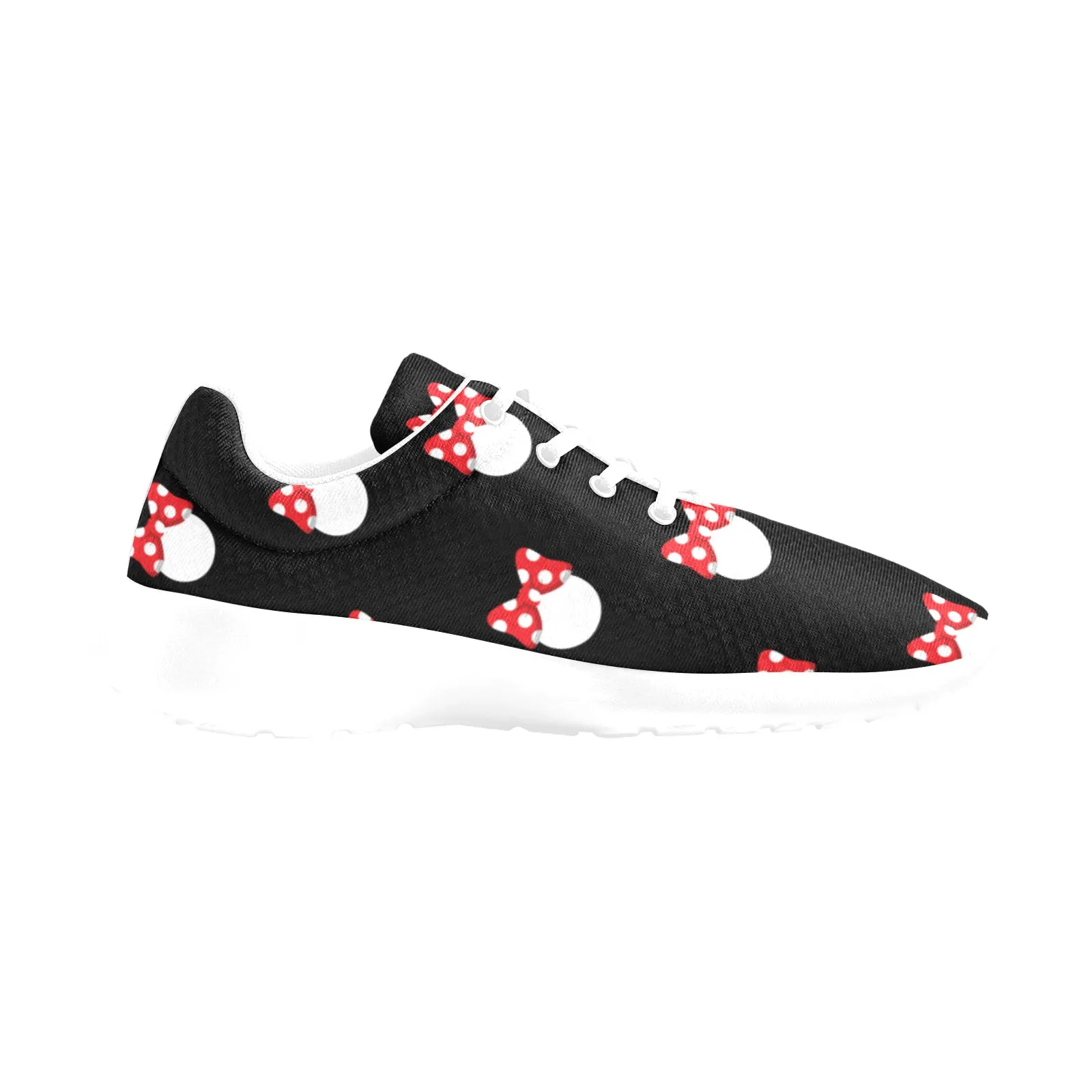 White Polka Dot Red Bow Men's Athletic Shoes