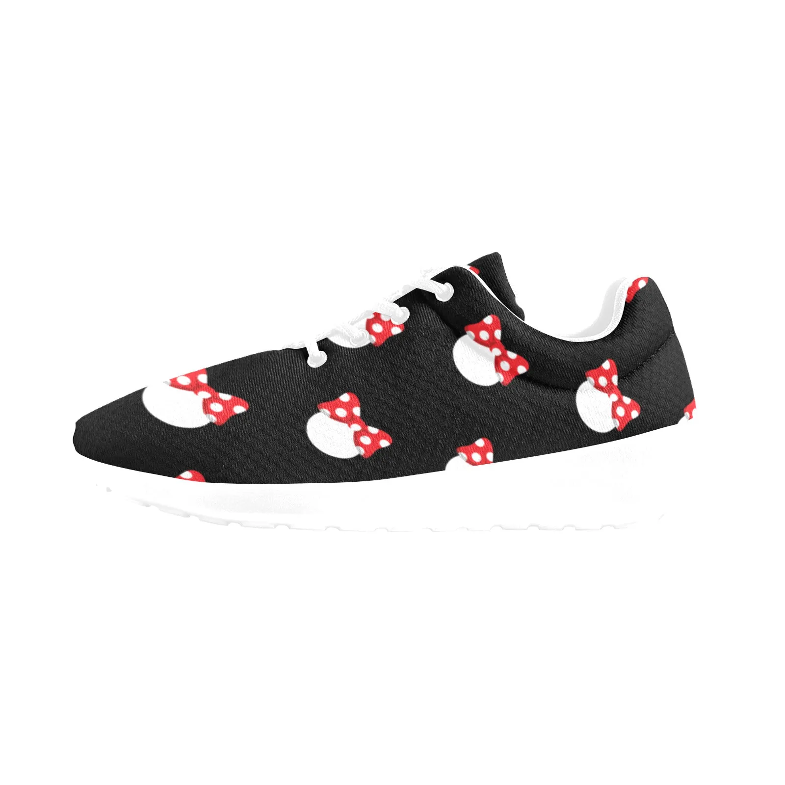 White Polka Dot Red Bow Men's Athletic Shoes