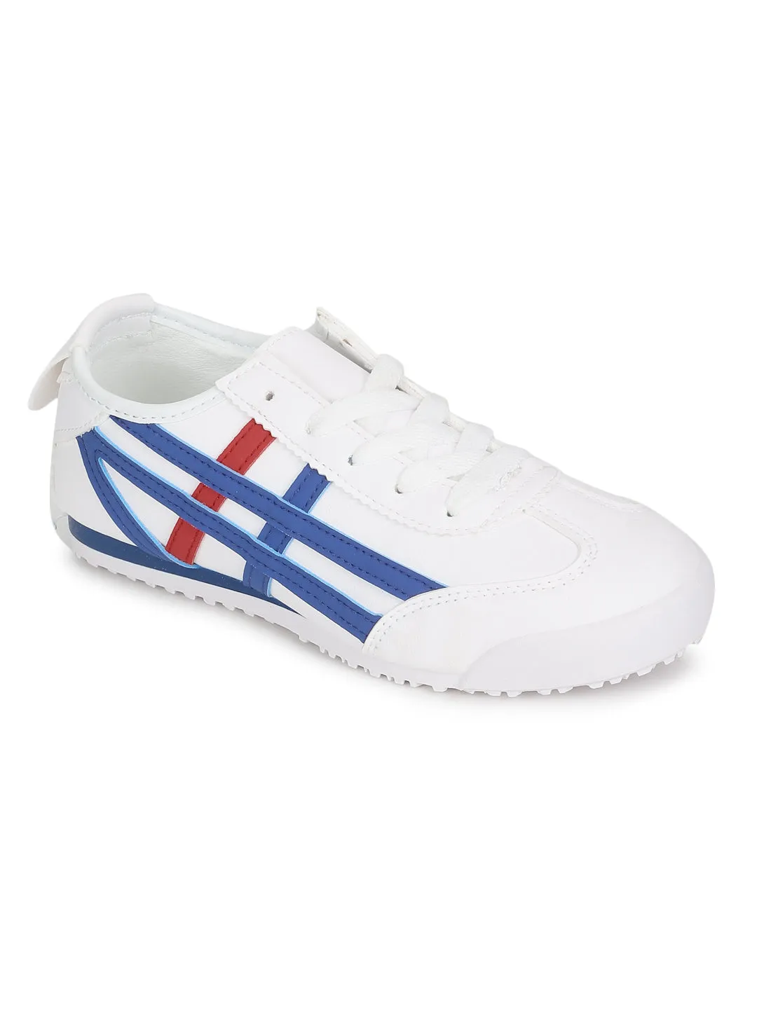 White PU Lace-Up Sneakers (TC-RS3492-WHT)