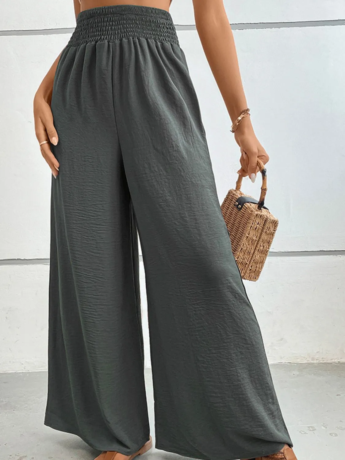 Wide Waistband Relax Fit Long Pants