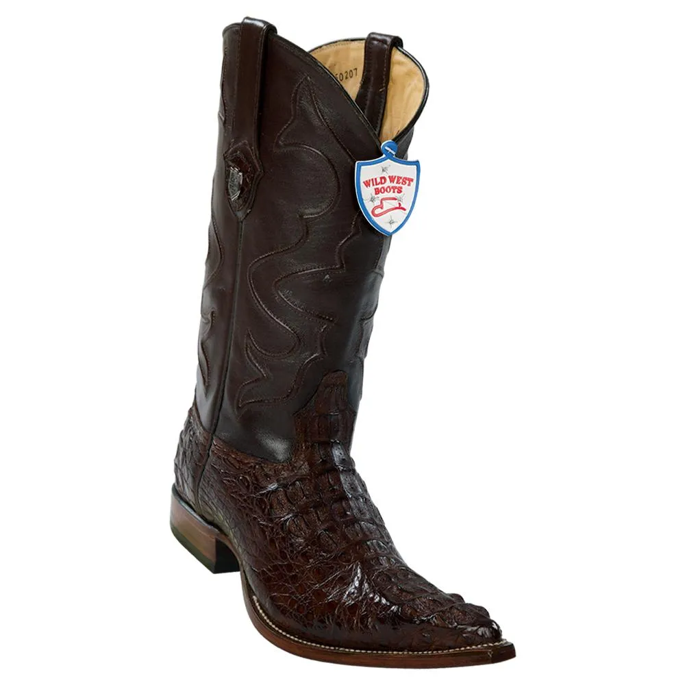 Wild West Boots #2950207 Men's | Color Brown | Men's Wild West Caiman Hornback 3x Toe Boots Handcrafted