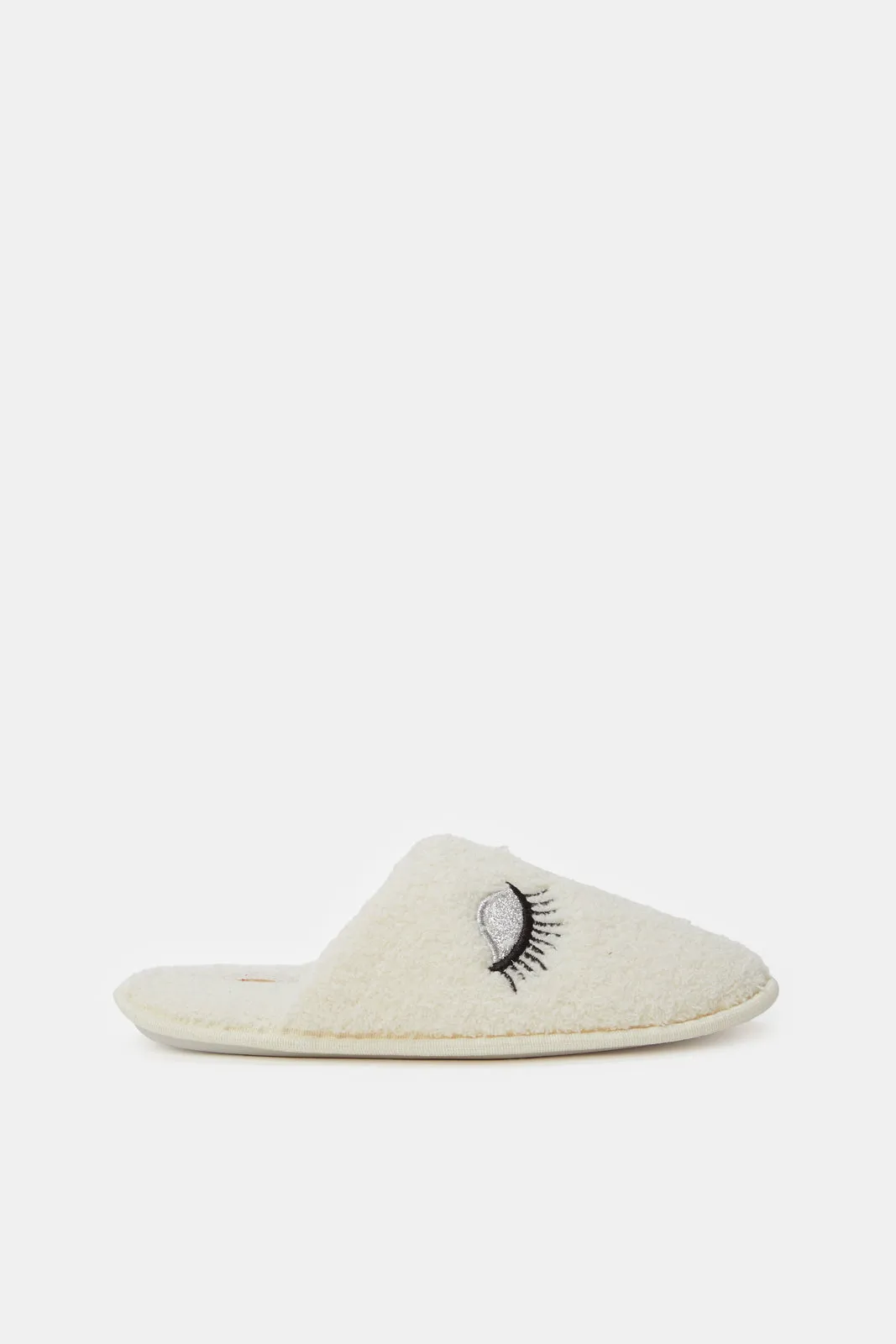 Women Ivory Eyelash Slipper