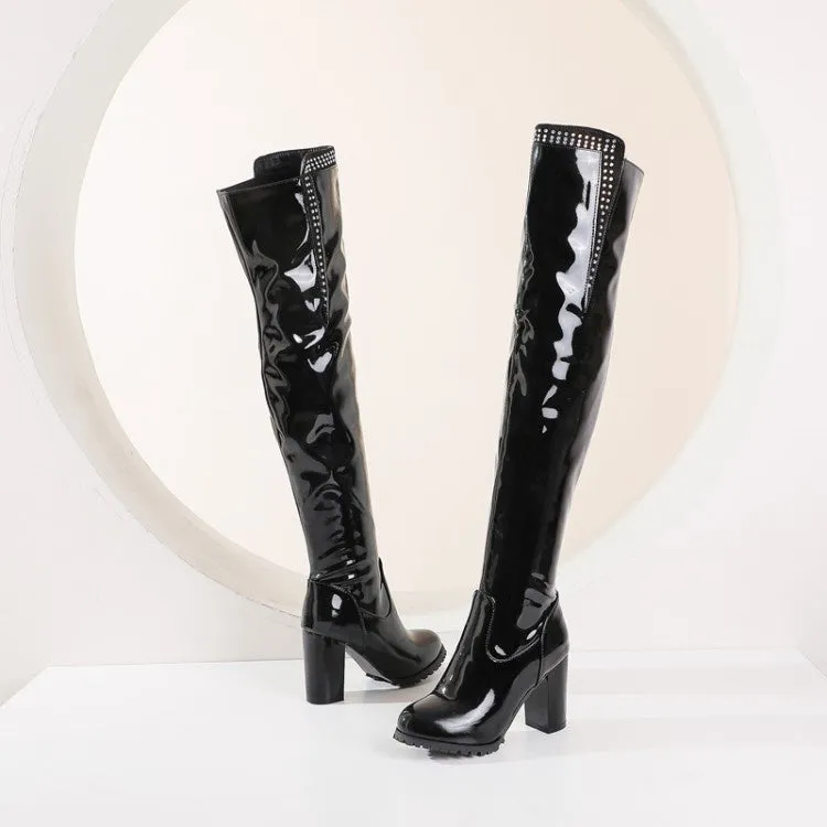 Women Rhinestone High Heel Over the Knee Boots