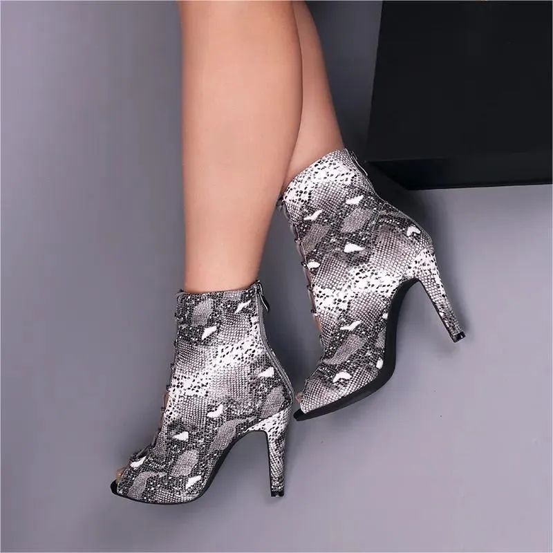 Women's 9.5cm Heel Peep Toe Jazz Shoes Dance Boots