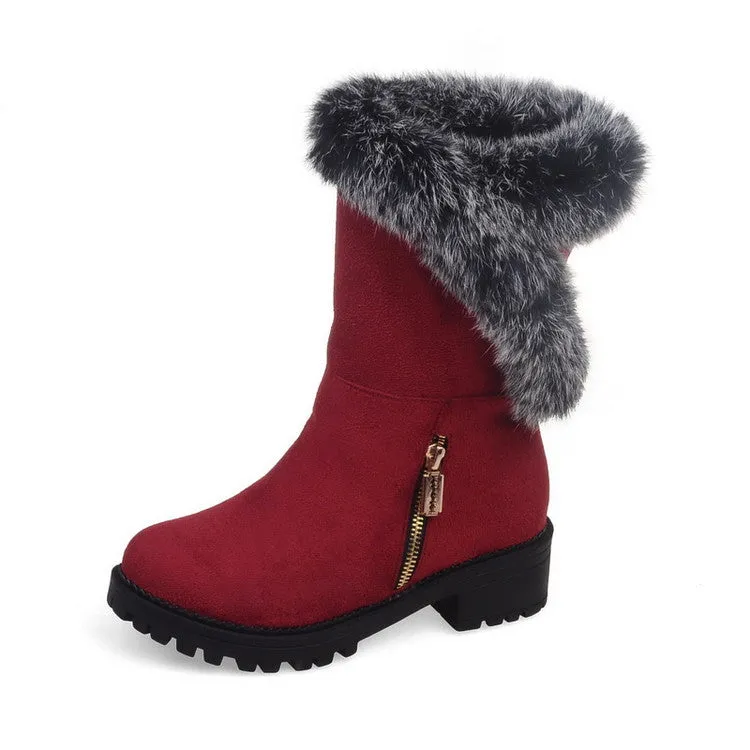 Women's Mid Heel Mid Calf Snow Boots