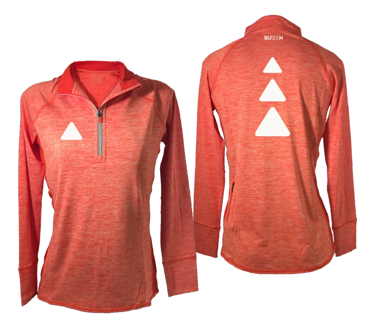 Women's Reflective Long Sleeve Quarter Zip Shirt - Triangles