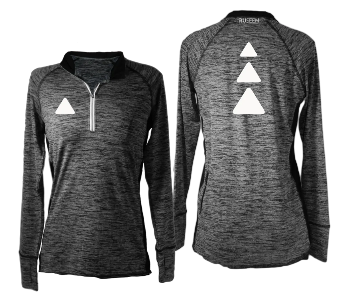 Women's Reflective Long Sleeve Quarter Zip Shirt - Triangles