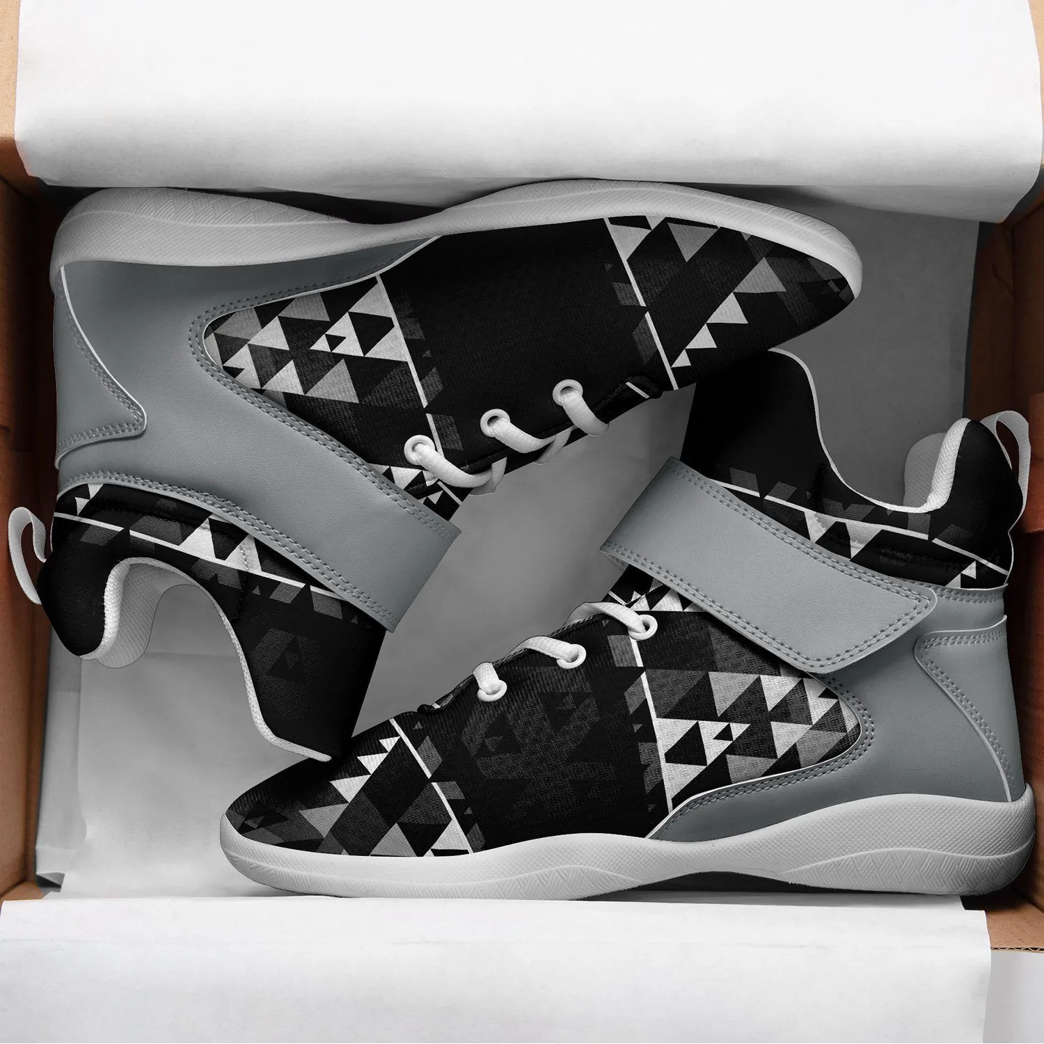 Writing on Stone Black and White Kid's Ipottaa Basketball / Sport High Top Shoes