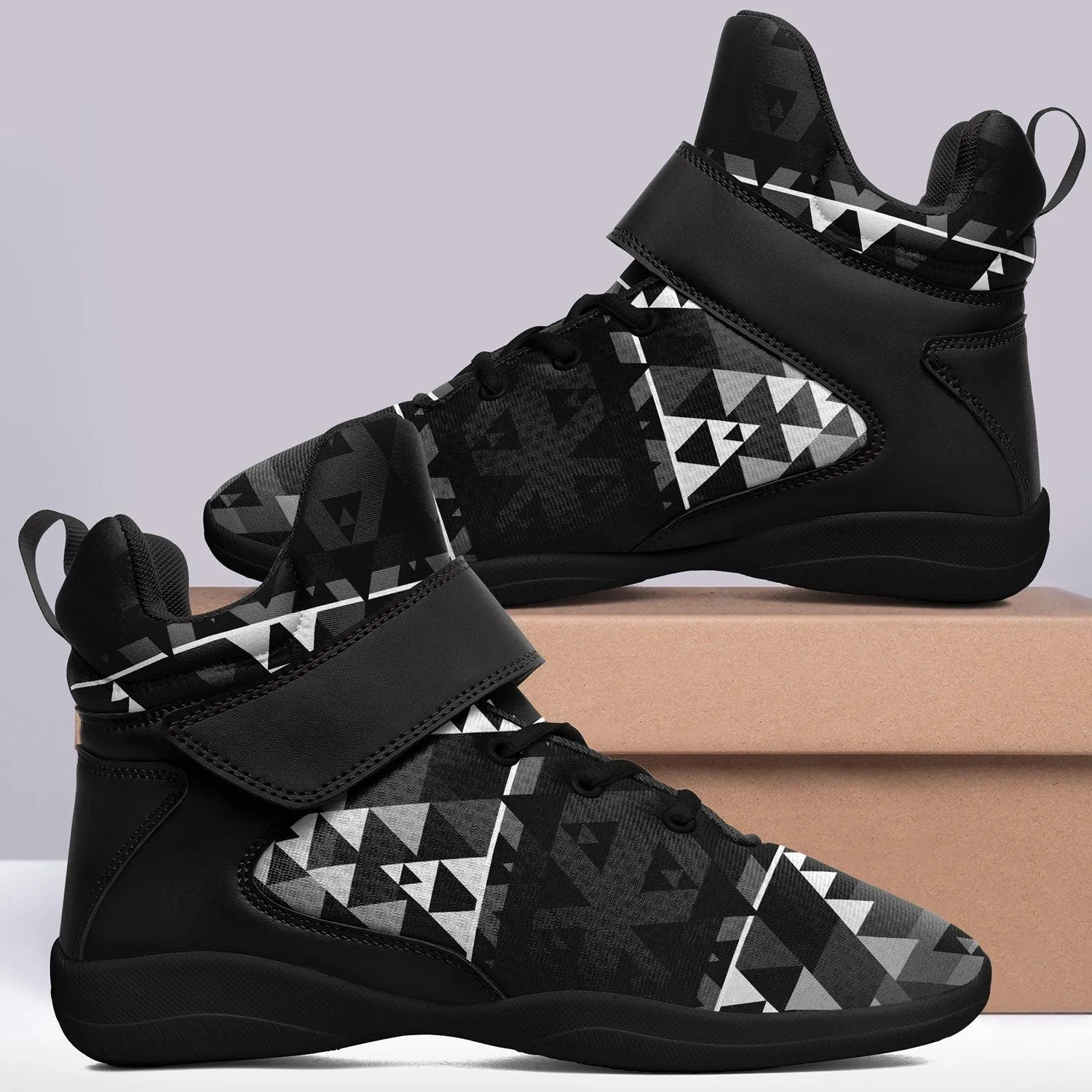 Writing on Stone Black and White Kid's Ipottaa Basketball / Sport High Top Shoes