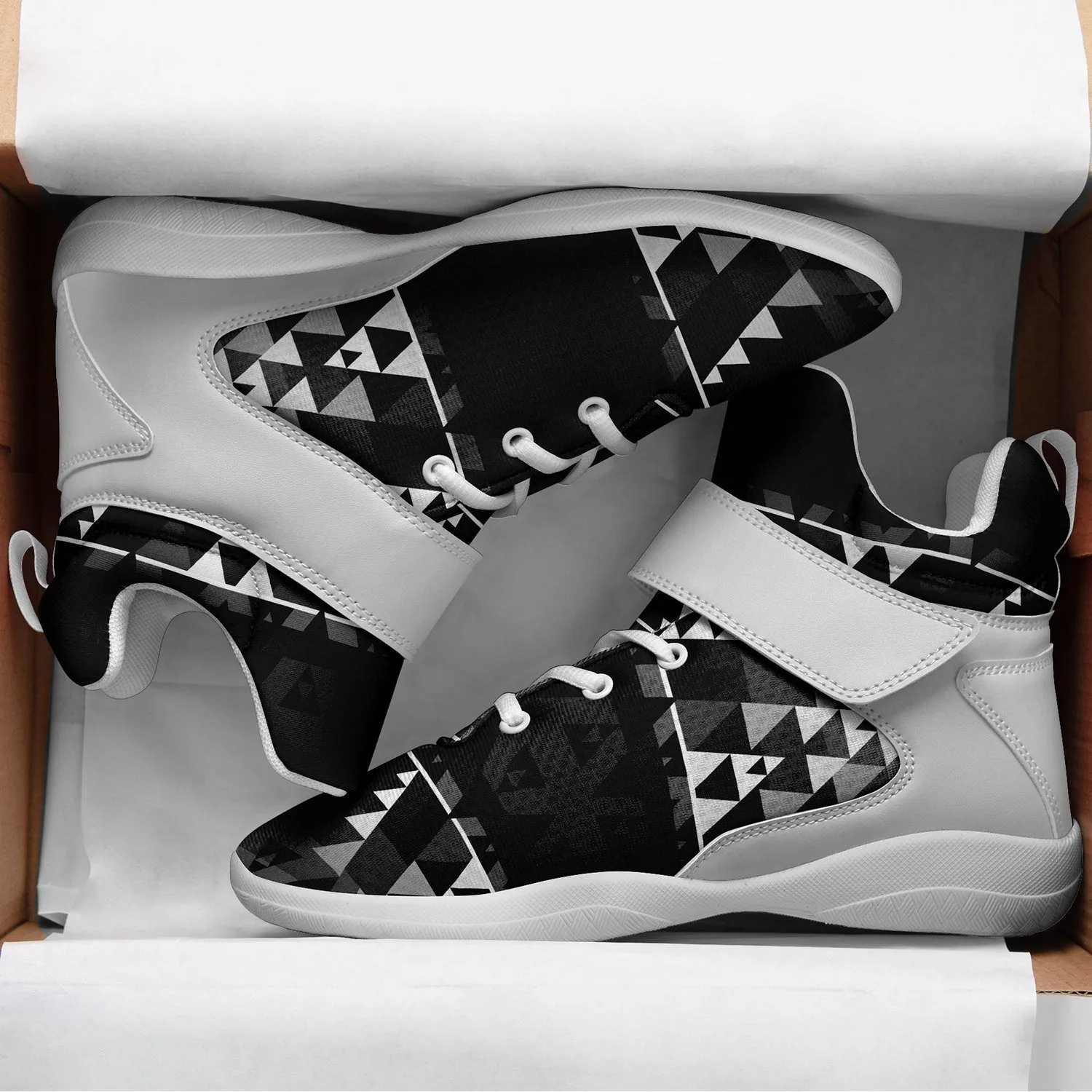 Writing on Stone Black and White Kid's Ipottaa Basketball / Sport High Top Shoes