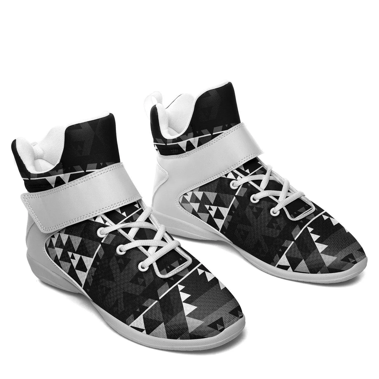 Writing on Stone Black and White Kid's Ipottaa Basketball / Sport High Top Shoes