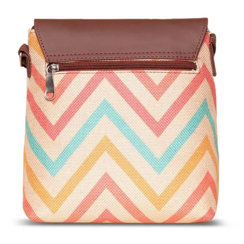 ZOUK WavBeach Wave Pattern Women's Hand Crafted Multicolor Flap Sling Bag