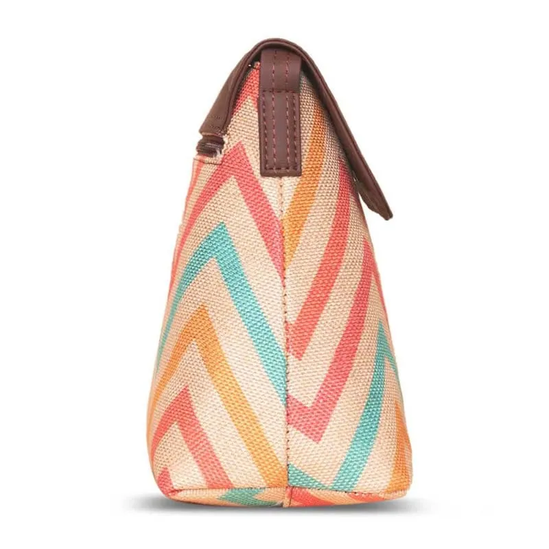 ZOUK WavBeach Wave Pattern Women's Hand Crafted Multicolor Flap Sling Bag